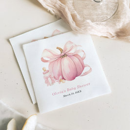 Cute Rosa Pumpkin Bow Baby Shower Napkins Pappersservett