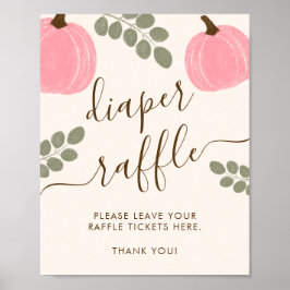 Cute Rosa Pumpkin Eucalyptus Diaper Raffle Sign Poster