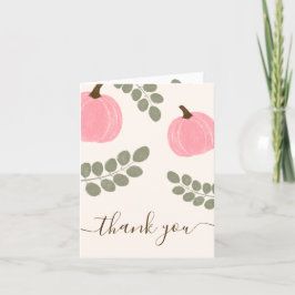 Cute Rosa Pumpkin Eucalyptus Fall Girl Baby Shower Tack Kort