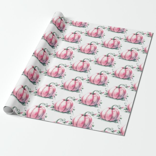 Cute Rosa Pumpkin Gift Wrap Presentpapper (Utrullad)