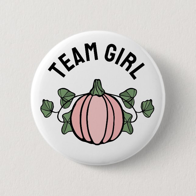 Cute Rosa Pumpkin Team Girl Gender Reveal Knapp (Framsida)