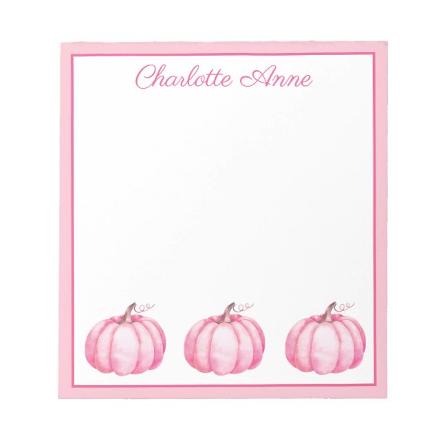 Cute Rosa Pumpkins Personlig Anteckningsblock (Framsida)