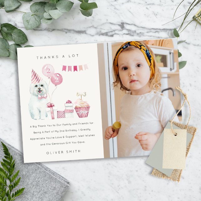 Cute Rosa Puppy Hund, oavsett ålder, foto Party Tack Kort (Skapare uppladdad)