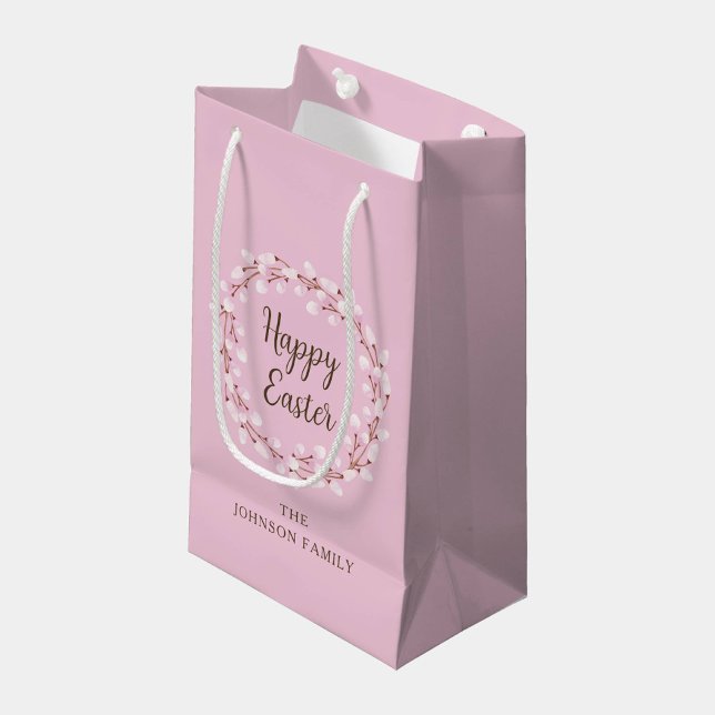Cute Rosa Pussy Willow Glad påsk (Cute Pink Pussy Willow Happy Easter Small Gift Bag)