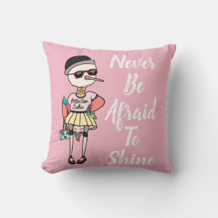 Cute Rosa Quirky Bird med inspirationsoffert Kudde
