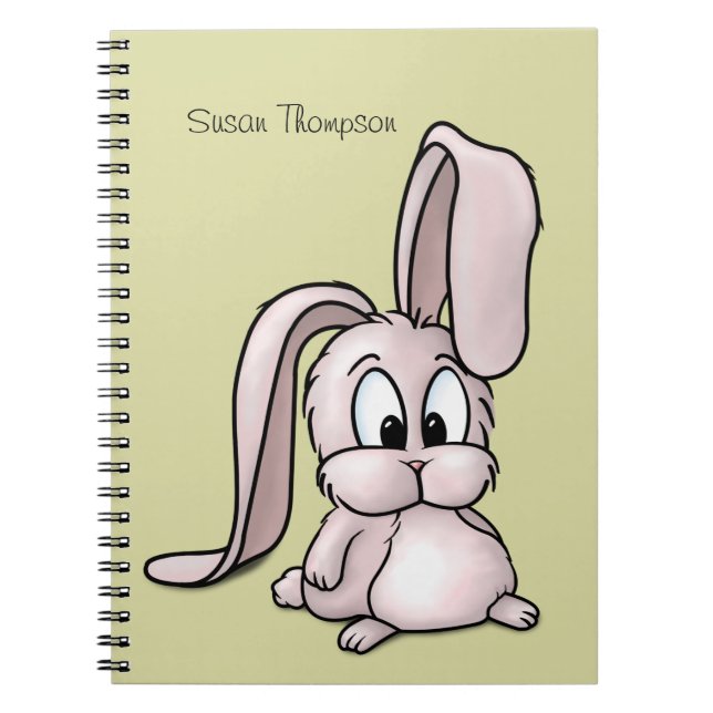 Cute Rosa Rabbit Tecknad Anteckningsbok Med Spiral (Framsidan)