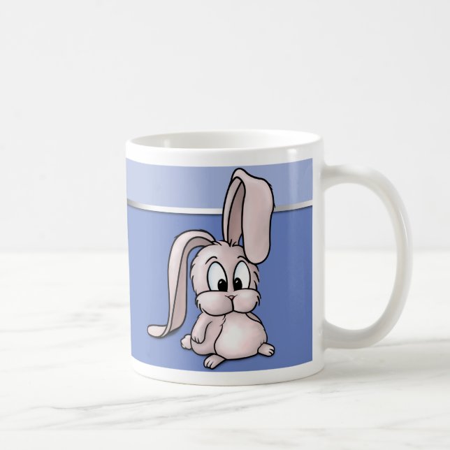 Cute Rosa Rabbit Tecknad Kaffemugg (Höger)