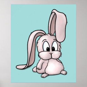 Cute Rosa Rabbit Tecknad Poster
