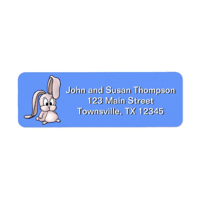 Cute Rosa Rabbit Tecknad Returadress Etikett (Framsidan)