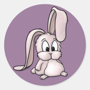 Cute Rosa Rabbit Tecknad Runt Klistermärke