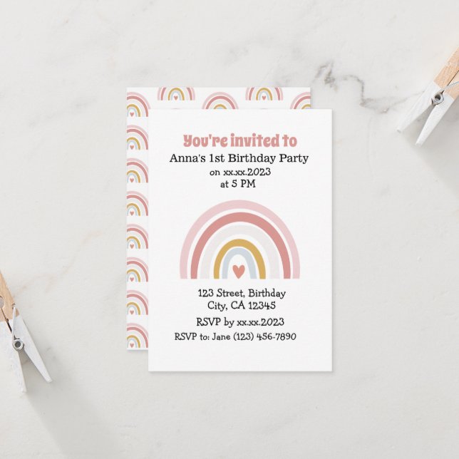 Cute Rosa Rainbow Boho Chic Birthday Investigation (Fram/Back In Situ)