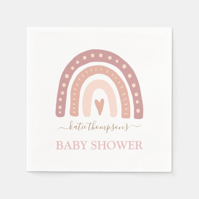 Cute  Rosa Rainbow Girl Baby Shower Pappersservett (Framsidan)