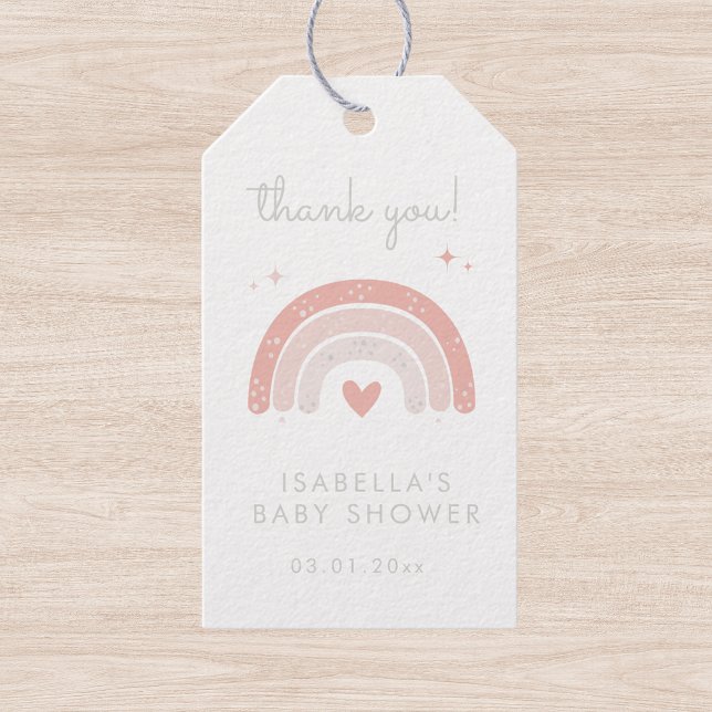 Cute Rosa Rainbow Girl Baby Shower Tack Presentetikett (Skapare uppladdad)