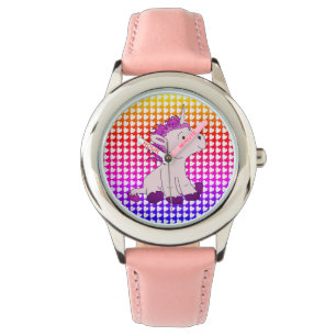 Cute Rosa Rainbow Little Unicorn Heart Mönster Armbandsur