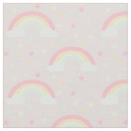 Cute Rosa Rainbow & Stars Cloud Soft Pastel Färg Tyg
