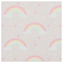 Cute Rosa Rainbow & Stars Cloud Soft Pastel Färg Tyg