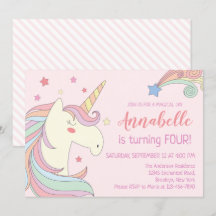 Cute Rosa Rainbow Stars Unicorn Födelsedagsfest