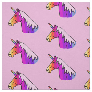 Cute Rosa Rainbow Unicorn Girl Mönster Tyg