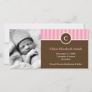 Cute Rosa Rand Baby Tillkännagivande för födelse Meddelande