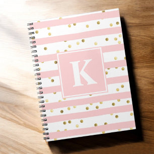 Cute Rosa Rand Guld, gör Mönster någon Monogram Anteckningsbok