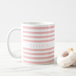 Cute Rosa Rand Mönster Namn Kaffemugg
