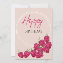 Cute Rosa Raspbär Watercolor Illustration Kort