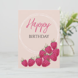 Cute Rosa Raspbär Watercolor Illustration Kort