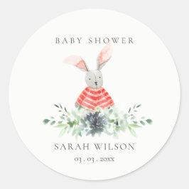 Cute Rosa Red Bunny Garden Foliage Baby Shower Runt Klistermärke