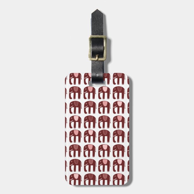 Cute Rosa Red Elephants Mönster CUSTOMIZED Bagagebricka (Vertikal Framsida)