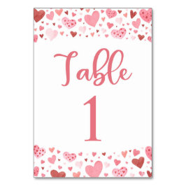 Cute Rosa Red Hearines Valentine-Bordsnummer Card Bordsnummer