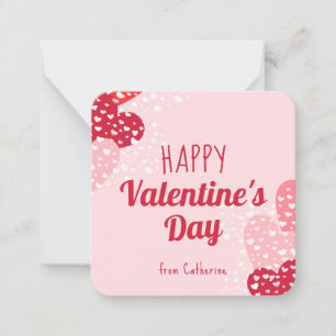 Cute Rosa Red Hearts Glad Alla hjärtans dag Anteckningskort