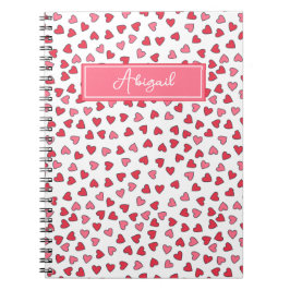 Cute Rosa & Red Hearts Mönster Kids bärbar dator Anteckningsbok