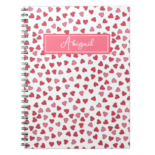Cute Rosa & Red Hearts Mönster Kids bärbar dator Anteckningsbok
