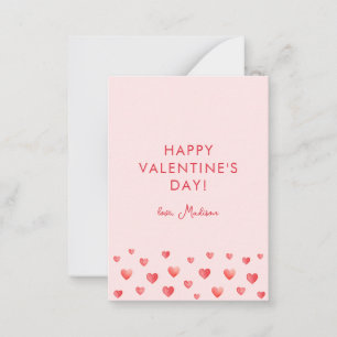 Cute Rosa Red Hearts Valentine Day Anteckningskort