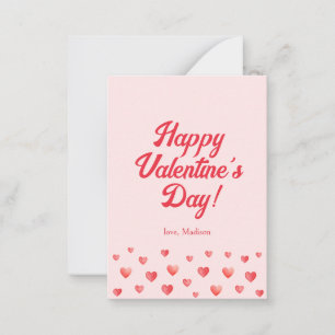 Cute Rosa Red Hearts Valentine Day Anteckningskort
