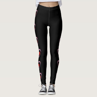 Cute Rosa & Red Hearts Valentine Leggings