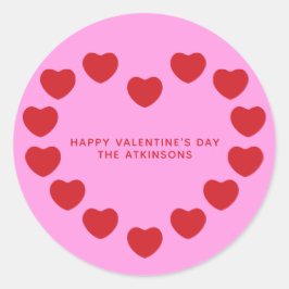 Cute rosa Red Hjärtar Dagens anpassningsbar Alla h Runt Klistermärke