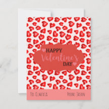 Cute Rosa & Red Leopard Hearts Kids Classroom