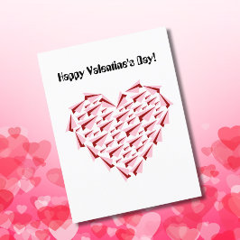 Cute Rosa & Red Papper Airplane Heart Valentine Helg Vykort