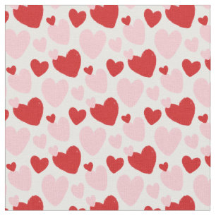 Cute Rosa Red Speckled Heart Mönster Tyg