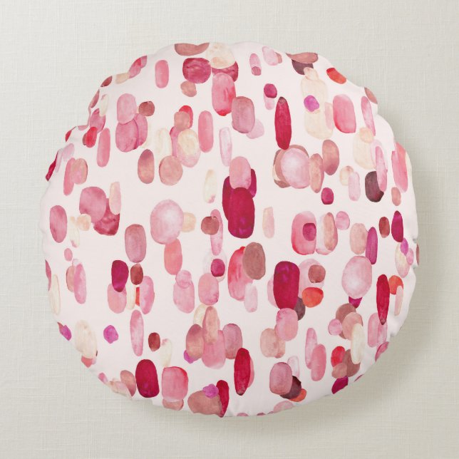 Cute Rosa Red Spots Seamless Rund Kudde (Framsidan)