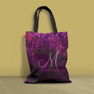Cute Rosa Red Unicorn Glitter Drives monogram Tygkasse