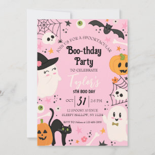 Cute Rosa Retro Birthday Halloween fest Inbjudningar