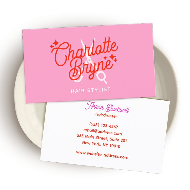 Cute Rosa Retro Hair Stylist Sisses Visitkort (Skapare uppladdad)