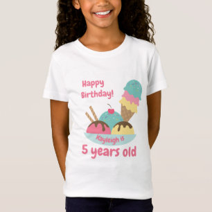 Cute Rosa Retro Ice Cream Birthday T Shirt