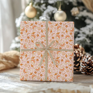 Cute Rosa Retro jul Disco Rainbow Santa Presentpapper