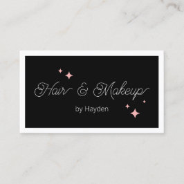 Cute Rosa Retro Stars Script Black Beauty Visitkort