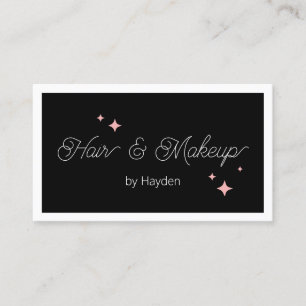 Cute Rosa Retro Stars Script Black Beauty Visitkort
