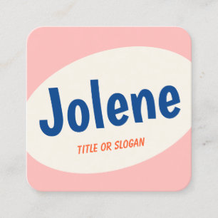 Cute Rosa Retro Typography Fyrkantigt Visitkort