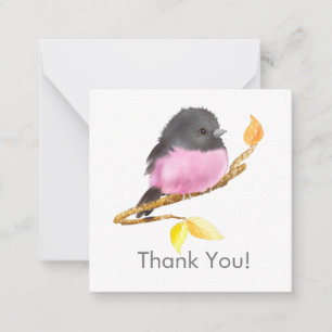 Cute Rosa Robin Bird Tackkort-kort Anteckningskort